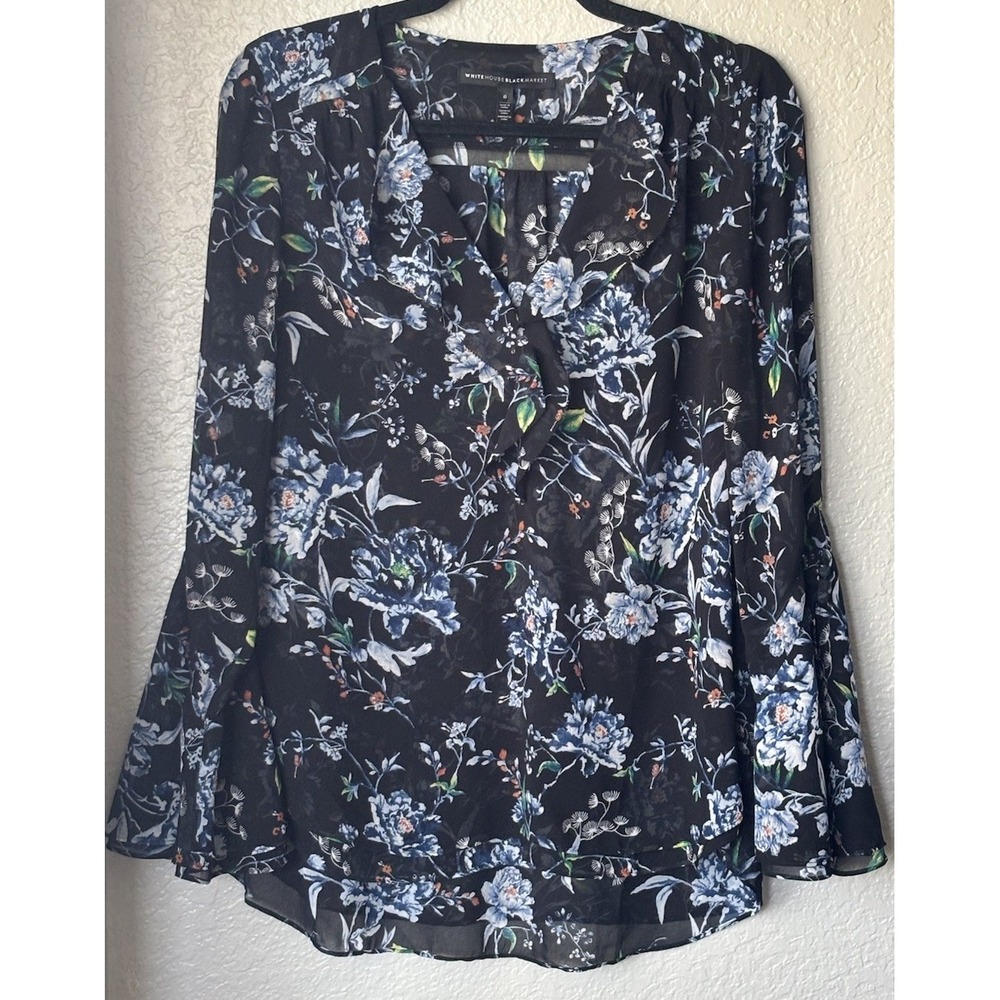 white house black market Floral Long Sleeve Top Size 6
